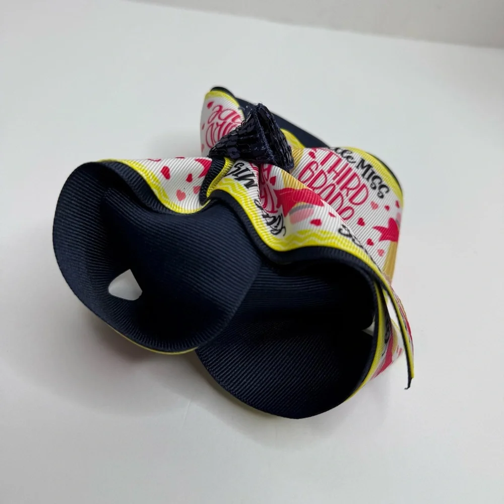 Boutique Handmade Bow Little Miss Third Grade Back to School Pencil Coquette